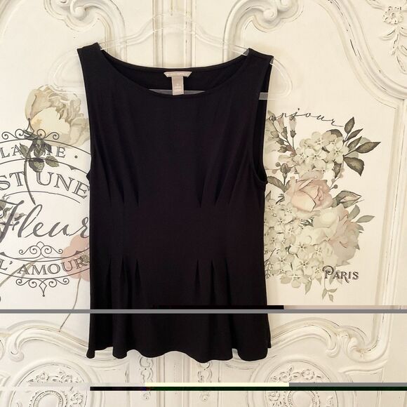 Banana Republic Women's S Black Sleeveless Tank Top Pleated Casual Minimalist - Picture 2 of 9